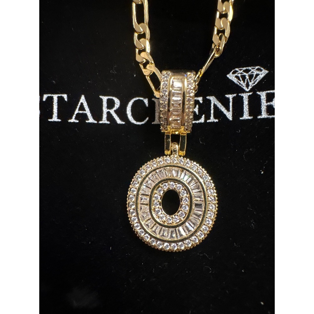 Starchenie Gold Pendant Iced Out Figaro Chain Necklace Baguette CZ